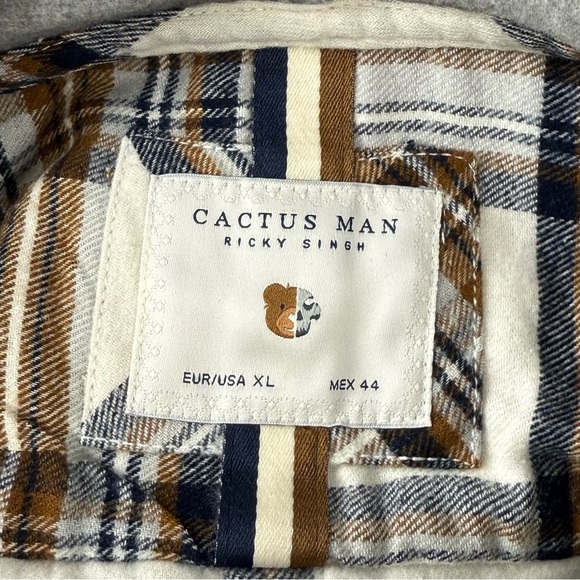 NEW Cactus Man Ricky Singh Hooded Button Up Shirt Mens XL Multicolor Plaid NWOT - Picture 6 of 12